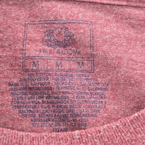 Fruit of the Loom Red Heather Longsleeve Top Pullover Tshirt Sweater Medium - Picture 3 of 4